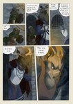 2020 angry anthro antlers biped bjekkergauken chain cloak clothed clothing comic container deer dialogue english_text fingers fur green_cloak green_clothing grey_body grey_fur group gulonine herja_(bjekkergauken) hi_res holding_object hooved_fingers hooves horn larger_anthro larger_male male mammal moose mustelid musteline new_world_deer prisoner red_cloak red_clothing scar size_difference smaller_anthro smaller_male suid suina sus_(pig) text wild_boar wolverine