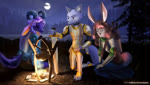 adventurer aleos arrows fire food forest gloynus group magic_user melee_weapon moon mountain night paladin plant quiver_(object) ranger river soup sword tree trio weapon gaya_fus bovid canid canine canis caprine lagomorph leporid mammal rabbit sheep wolf animated no_sound short_playtime webm