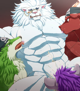 anthro anthro_on_anthro barazoku blush bodily_fluids body_worship collaborative collaborative_sex cum eyewear fellatio forced fur gangbang genital_fluids green_body green_fur group group_sex head_in_crotch horn kemono looking_pleasured lying male male/male male_penetrated male_penetrating male_penetrating_male mane monocle muscular muscular_male navel nipple_fetish nipple_play nipple_suck obscured_oral obscured_sex oral orgasm pecs penetration penile pirate rape reverse_forced_oral sex sucking triple_collaborative_fellatio white_body white_fur broken_(artist) lifewonders tokyo_afterschool_summoners fire_pirate nether_pirate snow_(tas) wood_pirate bovid bovine canid canine canis cattle felid hyena lion mammal pantherine spotted_hyena wolf alternate_version_at_source hi_res