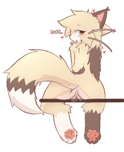 anthro blush bodily_fluids brown_body brown_fur butt dipstick_tail ear_tuft female fur genital_fluids genitals heart_symbol looking_at_viewer looking_back looking_back_at_viewer markings nude nude_female simple_background sitting solo spread_vulva spreading tail tail_markings tan_body tan_fur tuft vaginal_fluids vulva whiskers white_background white_body white_fur aarelthings caramel_(aarelthings) domestic_cat felid feline felis mammal digital_drawing_(artwork) digital_media_(artwork) hi_res