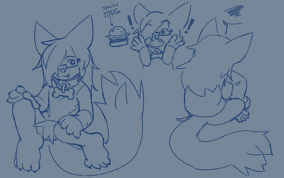 anthro big_ears big_feet big_tail bottomless burger claws clothed clothing collar eyewear feet fluffy fluffy_tail food glasses grumpy holding_food holding_object male partially_clothed paws pubes shirt shirt_only simple_background sitting solo surprised tail teeth text toes topwear topwear_only tuft wearing_glasses marpystar marpy_(marpystar) canid canine canis domestic_dog mammal hi_res monochrome multiple_scenes sketch_page