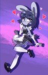 anthro blush bottomwear clothed clothing crossdressing gloves handwear looking_at_viewer maid_uniform male one_leg_up raised_leg skirt smug_face solo uniform wafflecat brady_conner_(character) lagomorph leporid mammal rabbit absurd_res hi_res