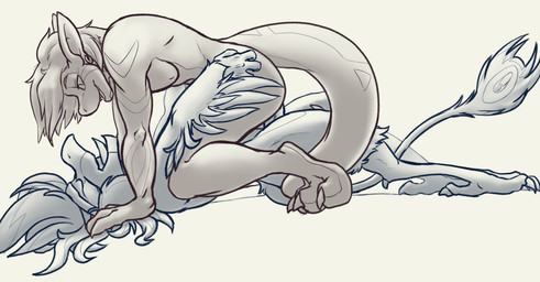 anal anal_penetration anthro claws duo from_front_position lying male male/male nude on_back open_mouth penetration side_view burquina dasaki gami_cross avian grei nevrean