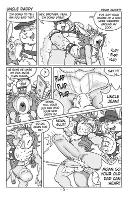 5_fingers abdominal_bulge age_difference anal anal_orgasm anal_penetration anthro anthro_on_anthro anthro_penetrated anthro_penetrating anthro_penetrating_anthro antlers areola armband balls big_balls big_hands big_penis blush blush_lines bodily_fluids bracelet buckteeth cellphone chest_tuft clothed clothing cuckold cum cum_string degradation dialogue dominant dominant_anthro dominant_male double_ear_ring duo ear_piercing ear_ring ejaculation electronics fingers genital_fluids genital_piercing genitals glans grabbing_chin grabbing_face hair hands-free harness hat headgear headwear holding_cellphone holding_object holding_phone holding_smartphone horn huge_penis insult jewelry larger_male leather_daddy male male/male male_penetrated male_penetrating male_penetrating_male messy_hair moan musclegut muscular muscular_anthro muscular_arms muscular_male nipple_piercing nipples older_male open_clothing open_topwear open_vest orgasm orgasm_face overweight overweight_anthro overweight_male partially_clothed partially_clothed_anthro partially_clothed_male pecs penetration penile penile_penetration penis penis_piercing phone phone_call piercing plap plap_(sound) pubes ring_piercing screaming sex size_difference slutty_face small_antlers smaller_male smaller_penetrated smartphone sound_effects speech_bubble spiked_armband spiked_bracelet spikes stated_incest submissive submissive_anthro submissive_male talking_on_phone teeth text thrusting thrusting_forward tongue topwear tuft uncle_penetrating_nephew uvula vest younger_male younger_penetrated denim_(artist) denim_jackett uncle_jean deer hybrid lagomorph leporid mammal new_world_deer rabbit reindeer 2026 black_and_white comic english_text hi_res monochrome multiple_scenes incest_(lore) nephew_(lore) uncle_(lore) uncle_and_nephew_(lore)
