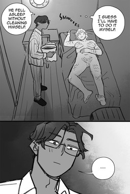 bed clothed clothing duo eyewear feathers female furniture genitals glasses hair male male/female navel nipples not_furry nude pubes pubic_feathers scales sleeping snoring speech_bubble text vulva starfleetrambo edward_(starfleetrambo) oskar_(starfleetrambo) animal_humanoid human humanoid mammal marine marine_humanoid oarfish_humanoid siren digital_media_(artwork) hi_res sketch trans_(lore) trans_man_(lore)