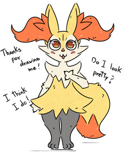 3_fingers 3_toes ambiguous_anthro ambiguous_gender anthro arm_tuft big_tail biped black_body black_fur blush blush_lines blush_stickers cheek_tuft chest_tuft claws digitigrade dipstick_tail duo eyelashes facial_tuft feet finger_claws fingers flat_chested front_view fur hip_tuft inner_ear_fluff looking_at_viewer markings multicolored_body multicolored_fur nude_ambiguous nude_anthro open_:3 open_mouth orange_body orange_eyes orange_fur orange_inner_ear_fluff orange_nose orange_tail_tip pointy_ears prick_ears shoulder_tuft simple_background standing tail tail_markings text textured toes tuft two_tone_tail white_background white_body white_claws white_fur yellow_body yellow_fur yellow_tail se1t nintendo pokemon braixen canid generation_6_pokemon mammal pokemon_(species) 2026 absurd_res colored digital_drawing_(artwork) digital_media_(artwork) english_description english_text flat_colors full-length_portrait hi_res portrait