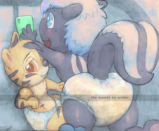 anthro big_diaper bodily_fluids butt butt_focus clothing diaper footwear genital_fluids looking_at_viewer male male/male raised_tail socks tail unclean_diaper urine used_diaper wet_diaper young overflo207 tavimunk chipmunk ground_squirrel mammal mephitid rodent sciurid skunk hi_res meme
