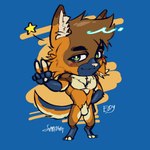 anthro athletic athletic_anthro athletic_male biped blush chibi digitigrade gesture hand_gesture male smile solo standing star_symbol v_sign starlight_(artist) eloy_cooper canid canine canis domestic_dog german_shepherd herding_dog mammal pastoral_dog 1:1 hi_res
