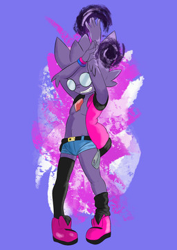 anthro bottomwear bracelet clothing eyewear footwear gem glasses jacket jewelry long_socks male pose shirtless shoes shorts sneakers solo topwear young young_anthro young_male irnoodles nintendo pokemon generation_3_pokemon pokemon_(species) sableye absurd_res hi_res pinup