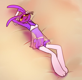 anthro armwear balls bed blush blush_lines bow_ribbon breasts cleavage clothed clothing elbow_gloves erection eyelashes flustered furniture genitals glans gloves gynomorph handwear humanoid_genitalia humanoid_penis intersex legwear long_eyelashes looking_at_viewer lying lying_on_bed narrowed_eyes nightgown on_back on_bed penis simple_background small_balls small_breasts small_penis smile smiling_at_viewer solo stockings straps transparent_background karnthud glitch_productions the_amazing_digital_circus jax_(tadc) lagomorph leporid mammal rabbit absurd_res alpha_channel hi_res trans_(lore) trans_woman_(lore)