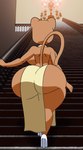 anthro back_boob big_breasts big_butt bouncing_breasts bouncing_butt breasts brown_body brown_eyes butt clothing curvy_figure deep_skin dress female footwear high_heels huge_breasts huge_butt huge_thighs looking_at_viewer looking_back shoes side_boob solo thick_thighs walking wide_hips tansau felid lion mammal pantherine animated digital_media_(artwork) short_playtime