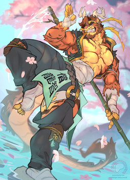 anthro asian_clothing barazoku beard biped cherry_blossom clothing dancing facial_hair flower male male_anthro muscular muscular_anthro muscular_male plant plantigrade prunus_(flower) smile solo tiger_dragon overcyan mythology reongzhi dragon eastern_dragon felid hybrid mammal mythological_creature mythological_scalie pantherine scalie tiger 2025 absurd_res hi_res