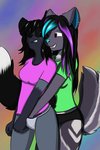 anthro breasts clothing duo female female/female grope groping_crotch groping_from_behind hand_in_panties hand_in_underwear highlights_(coloring) panties shirt smile smirk t-shirt topwear underwear alaskafox sonja_wusky canid canine canis fox hybrid mammal red_fox silver_fox true_fox wolf wolfdog 2:3