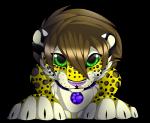 anthro brown_hair collar fur green_eyes hair leopard_spots looking_at_viewer male simple_background smile solo spots transparent_background gard3r yellow_(character) felid leopard mammal pantherine alpha_channel