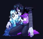 5_fingers ambiguous_gender black_background black_hair clothed clothing duo femboy fingers goo_transformation hair machine male melting merging multi_eye nightmare_fuel not_furry simple_background transformation what_has_science_done alalampone undertale undertale_(series) mettaton mettaton_ex napstablook amalgamate ghost goo_creature humanoid robot spirit 2015 digital_media_(artwork) low_res