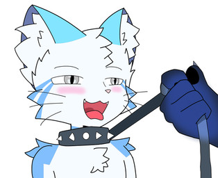 ambiguous_gender anthro blush collar duo leash leash_pull male open_mouth submissive submissive_anthro submissive_male tongue tongue_out tingfur tingmas domestic_cat felid feline felis mammal hi_res