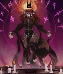 breasts candle chain demonic female fog hair horn nude paws red_hair ritual runes solo summoning tentacles scorchwind58 cult_of_the_lamb massive_monster_(studio) red_crown_(cult_of_the_lamb) ailurid mammal red_panda absurd_res hi_res