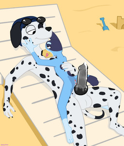 adult_on_young after_sex age_difference anthro anus beanie blue_body blue_fur bodily_fluids butt clothing cum cum_in_vagina cum_inside duo eyewear female flat_chested fur gaping gaping_vagina genital_fluids genitals hat headgear headwear licking licking_lips looking_at_another male male/female outside_sex paws penis public public_nudity sex small_butt spots sunglasses thin_thighs tongue tongue_out toony vulva white_body white_fur young young_female kibblepawz bluey_(series) aiden_(lolipupjess) bluey_heeler australian_cattle_dog canid canine canis cattledog domestic_dog herding_dog mammal pastoral_dog absurd_res hi_res