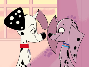 black_ears black_nose black_spots blue_jewelry blue_necklace boop collar duo female floppy_ears freckled_face freckles fur heterochromatic_ears jewelry male necklace nose_boop nose_to_nose orange_jewelry orange_necklace pink_inner_ear pointy_ears red_collar spots white_body white_fur white_spots seisai1751 101_dalmatian_street 101_dalmatians disney dolly_(101_dalmatians) dylan_(101_dalmatians) canid canine canis dalmatian domestic_dog mammal 4:3 animated brother_(lore) brother_and_sister_(lore) sibling_(lore) sister_(lore)