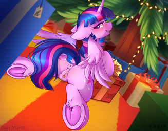 anus blush bodily_fluids butt eyelashes female feral fur genital_fluids genitals gift horn looking_at_viewer looking_back pupils purple_body quadruped smile solo tail tail_aside thick_thighs vaginal_fluids vulva wings erein yuris_(artist) friendship_is_magic hasbro my_little_pony mythology twilight_sparkle_(mlp) equid equine mammal mythological_creature mythological_equine winged_unicorn absurd_res hi_res