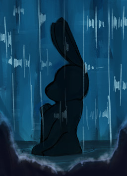 bathing female feral nude obscured_character partially_submerged silhouette solo water waterfall sin-sational raisin_bread buun mammal 2025 absurd_res black_and_blue hi_res monochrome story_at_source