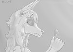 5_fingers anthro clothed clothing crucifix curled_hair eyebrows eyelashes eyes_closed female fingers gradient_background hair holding_object inner_ear_fluff long_hair praying shirt simple_background solo topwear tuft whisker_spots fluxfoxart canid canine fox mammal red_fox true_fox absurd_res greyscale hi_res monochrome shaded signature sketch