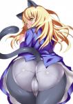 bent_over big_butt blonde_hair blush butt camel_toe clothed clothing eyewear female glasses hair long_hair presenting presenting_hindquarters solo tight_clothing underwear upskirt yellow_eyes mozuuku strike_witches perrine_h_clostermann animal_humanoid cat_humanoid felid felid_humanoid feline feline_humanoid humanoid mammal mammal_humanoid hi_res