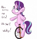 cutie_mark female feral hair horn multicolored_hair simple_background solo text two_tone_hair unicycle vehicle white_background why blupolicebox dat_boi friendship_is_magic hasbro my_little_pony mythology starlight_glimmer_(mlp) equid equine mammal mythological_creature mythological_equine unicorn english_text meme