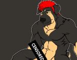 anthro blush censor_bar green_eyes male nude solo monchi canid canine canis domestic_dog mammal censored