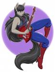 anthro anthrofied axe_guitar belt black_hair clothed clothing cosplay electric_guitar female fully_clothed guitar hair holding_musical_instrument holding_object long_hair musical_instrument open_mouth playing_guitar playing_music plucked_string_instrument purple_eyes solo string_instrument hobbsmeerkat adventure_time cartoon_network friendship_is_magic hasbro my_little_pony marceline_abadeer octavia_(mlp) earth_pony equid equine horse mammal pony 2016 hi_res