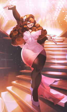 5_fingers anthro biped breasts claws clothed clothed_anthro clothed_female clothing dress female fingers front_view fur hair inside looking_at_viewer smile solo standing teeth unknowhiter bear mammal 2025 absurd_res digital_drawing_(artwork) digital_media_(artwork) hi_res