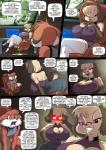 2018 anthro bent_over big_breasts bottomwear breast_squish breasts butt canid canine canis chair chochi cleavage clothed clothing collar comic curvy_figure dialogue digital_media_(artwork) domestic_dog duo english_text erection eyewear female footwear fox furniture genitals glasses glowing glowing_eyes hand_on_breast hand_on_hip heart_symbol hi_res high_heels hourglass_figure huge_breasts humanoid_genitalia humanoid_penis legwear lovely_pets lyza_dagger male mammal markings mike_blade mole_(marking) nipple_outline penis red_eyes shoes sitting skirt socks squish stockings text thigh_highs thigh_socks wide_hips