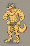 anthro balls big_penis erection genitals male muscular muscular_male nipples penis solo nazuranoke gnoll hyena mammal hi_res watermark