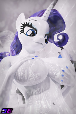 anthro bathing blue_eyes breasts female hair hand_on_breast horn inside navel nipples nude purple_hair shower showering solo suds water white_body shadowboltsfm friendship_is_magic hasbro my_little_pony mythology rarity_(mlp) equid equine mammal mythological_creature mythological_equine unicorn 2021 2:3 3d_(artwork) absurd_res digital_media_(artwork) hi_res