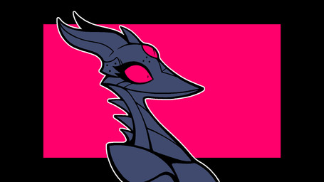 3_eyes ambiguous_gender anthro back_horn eyelashes horn long_eyelashes multi_eye nude_ambiguous pink_sclera side_view simple_background solo rem_phase monster unknown_species 2026 hi_res monochrome