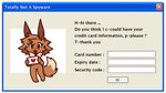 anthro biped border brown_body brown_fur dipstick_tail female fur gui humor markings open_mouth open_smile smile solo tail tail_markings text white_border bagelcollie credit_card_information_request microsoft microsoft_windows nintendo pokemon windows_xp computer_virus_(species) eevee generation_1_pokemon pokemon_(species) english_text