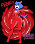 anthro big_breasts big_butt blue_body blue_fur bodysuit breasts butt cleavage clothed clothing female fur gloves green_eyes handwear open_mouth skinsuit solo standing text tight_clothing unzipped wide_hips yellow_sclera zipper blu3danny atlus go!_go!_hypergrind sega penny_(ggh) domestic_cat felid feline felis mammal 2017 4:5 absurd_res alpha_channel hi_res