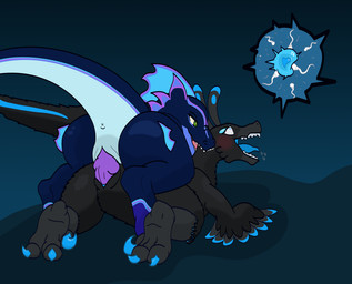 ahegao anus bite bite_neck black_body black_feathers blue_background blue_body blue_claws blue_eyes blue_eyeshadow blue_feather_hair blue_feathers blush butt claws doggystyle duo eyeshadow feathers feet female feral feral_on_feral frill_(anatomy) from_behind_position green_eyes grey_body grey_feather_hair grey_feathers grey_feet grey_snout impregnation impregnation_view looking_pleasured makeup male male/female ovum penetration purple_stripes rear_view sex sickle_claw simple_background stripes teeth toe_claws therealmessyroomguy1 mythology joefune_(dethborn776) lumina_(therealmessyroomguy1) dinosaur dragon dromaeosaurid feathered_dinosaur feathered_scalie mythological_creature mythological_scalie prehistoric_species reptile saurischian scalie theropod wingless_dragon hi_res