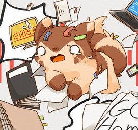 ambiguous_gender bodily_fluids book brown_body brown_fur computer crying daww electronics empty_eyes feral fur kemono solo stylized_empty_eyes stylized_eyes tears text ke_mo_suke nintendo pokemon furret generation_2_pokemon pokemon_(species) 2020 hi_res