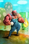 big_muscles cloud fire front_view huge_muscles human_only hyper hyper_muscles male muscular muscular_human muscular_male not_furry outside solo goretoon mario_bros mario_calimocho nintendo mario human mammal grandfathered_content unavailable_at_source