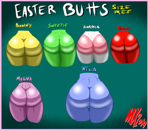 anthro big_butt butt butt_focus female group holidays wide_hips monkeyxflash easter easter_bunny lagomorph leporid mammal rabbit model_sheet