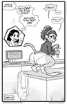 anthro breast_reduction devolution dialogue duo female female/female masturbation mental_transformation text transformation 1bit-deviant gene haplorhine human mammal monkey primate black_and_white comic english_text hi_res monochrome url
