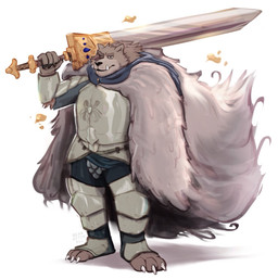 anthro armor cape claws clothed clothing fur holding_melee_weapon holding_object holding_sword holding_weapon male melee_weapon scar simple_background solo standing sword teeth tuft weapon white_background bearafterall elden_ring fromsoftware blaidd_(elden_ring) canid canine canis mammal wolf 2022 hi_res