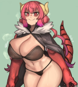 belly big_breasts bra breasts claws cleavage cloak clothed clothing female fur_trim_(clothing) hair horn huge_breasts humanoid_pointy_ears navel pink_hair pointy_ears red_eyes scales segmented_tail solo tail thick_thighs thong underwear wide_hips kelvin_hiu miss_kobayashi's_dragon_maid mythology ilulu animal_humanoid dragon dragon_humanoid horned_humanoid humanoid mythological_creature mythological_scalie scalie tailed_humanoid hi_res