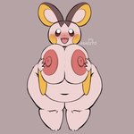 anthro areola belly big_areola big_breasts big_butt blush breast_squish breasts butt female huge_butt huge_hips obese obese_female overweight overweight_female short short_stack smile solo squish thick_thighs wide_hips iamnot4sadito nintendo pokemon emolga generation_5_pokemon pokemon_(species) 1:1 hi_res sketch