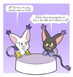 Rating: q
ID: 5686697
Date: 2025-07-04 21:04:29 -0400
Status: active
Score: 13
anthro bandai_namco bianc_(el_senor_erizo) black_body black_fur blackgatomon blush blush_lines claws clothing dialogue digimon digimon_(species) dirty_talk duo eyelashes felid feline female feral fur gatomon gloves handwear hi_res mammal mr_harinezumi nera_(el_senor_erizo) open_mouth simple_background sitting smile spanish_text tail text translated white_body white_fur post #5686697