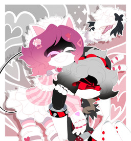 4_fingers alternate_universe black_bow black_highlights bracelet canon_couple clothing dress duo fake_ears female fingers highlights_(coloring) jewelry living_tail machine male male/female mechanical_arm mechanical_leg mechanical_tail not_furry pink_clothing pink_dress pink_eyes pink_highlights pink_stripes red_eyes screen_eyes spiked_bracelet spikes stripes tail tail_head unusual_anatomy unusual_tail white_eyes white_stripes megbanned glitch_productions murder_drones n_(murder_drones) uzi_(murder_drones) disassembly_drone humanoid robot robot_humanoid tailed_humanoid worker_drone absurd_res hi_res