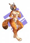 anthro areola breasts claws female fur genitals grey_hair hair looking_at_viewer medium_breasts nipples nude pink_areola pink_nipples pouch_(anatomy) pussy simple_background smile solo standing mocha-wing felid feline hybrid kangaroo lynx macropod mammal marsupial 2018 hi_res