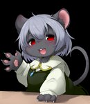 4_fingers alternate_species ambiguous_gender anthro claws clothed clothing fingers fur furrification gem grey_body grey_fur grey_hair hair jewelry kemono necklace pawpads red_eyes short_hair simple_background solo transparent_background whiskers young koishi_chikasa cookie_(touhou) touhou nazrin nyon_(cookie) mammal mouse murid murine rodent alpha_channel hi_res translated_description