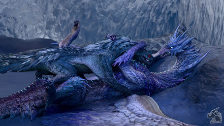 blue_body blue_eyes blue_scales duo erection female female_penetrated feral feral_on_feral feral_penetrated feral_penetrating feral_penetrating_feral genitals glowing glowing_genitalia glowing_vulva long_neck male male/female male_penetrating male_penetrating_female penetration penis pupils red_eyes scales sex slit_pupils snout vaginal vaginal_penetration vulva zackmar_(artist) capcom monster_hunter mythology dragon elder_dragon fanged_wyvern mythological_creature mythological_scalie scalie tobi-kadachi velkhana 16:9 animated hi_res long_playtime sound watermark webm widescreen